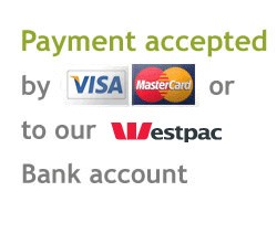Payment accepted by visa, mastercard or direct deposit