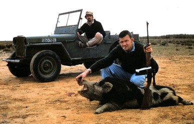 Pig shooting at Ivanhoe. Ron Martyn and Ken Huddleston