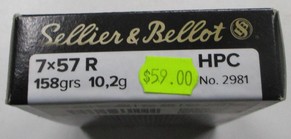 Sellior & Bellot 7x57 Rimmed 158 gr HPC ammunition