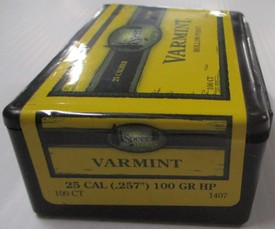Speer Varmint .257 cal 100 gr HP projectiles