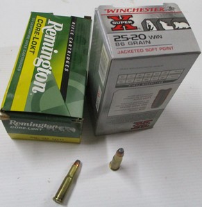 Winchester and Remington 25/20Win 86gr Jacketed Lead FN ammunition